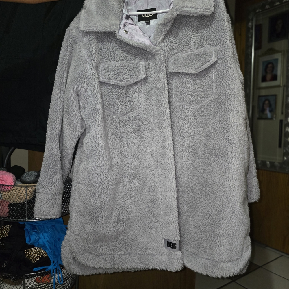 UGG Women's Plush Gray Teddy Jacket